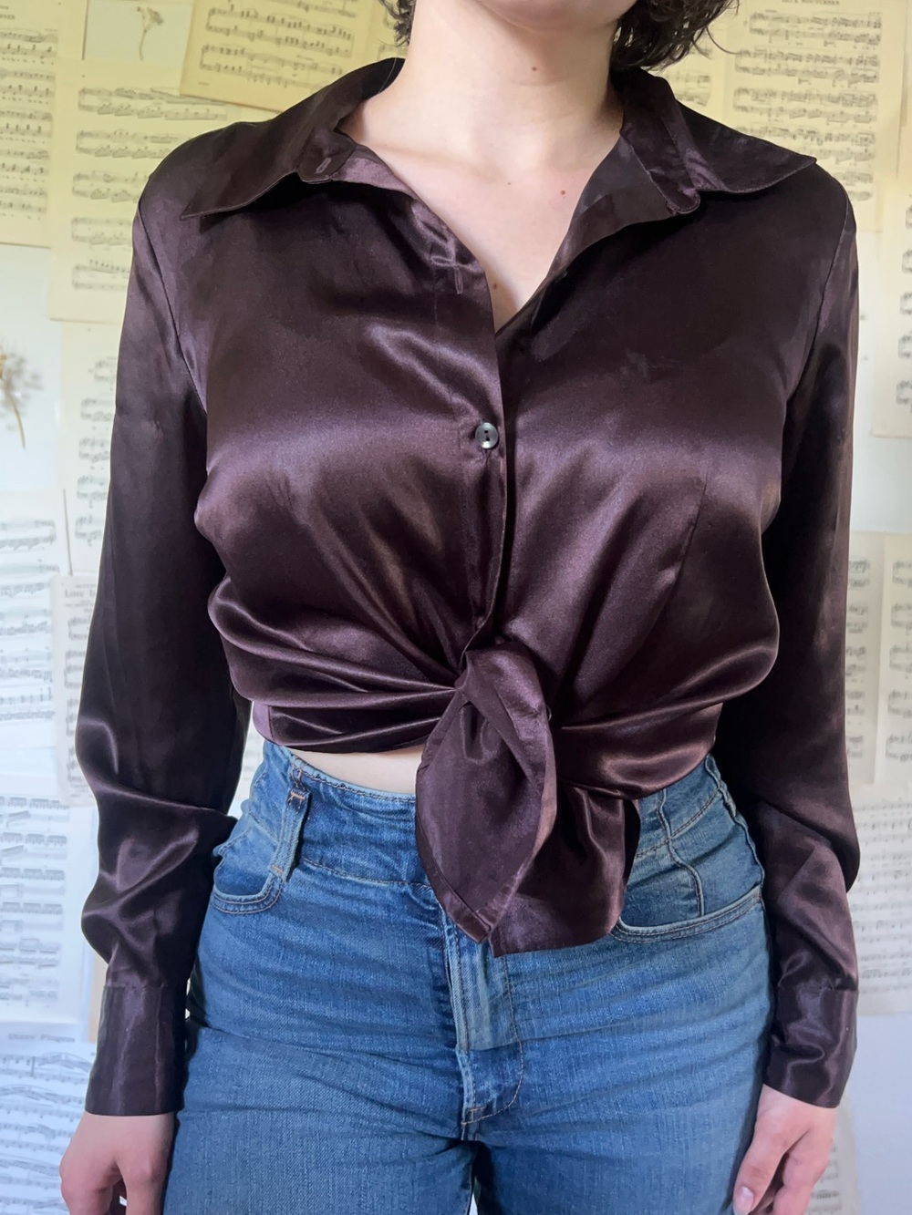 Satin Long-Sleeve Top